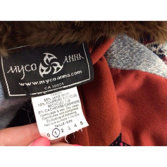 Myco Anna Patchwork Fur Wool Coat Womens Small - Picture 10 of 10